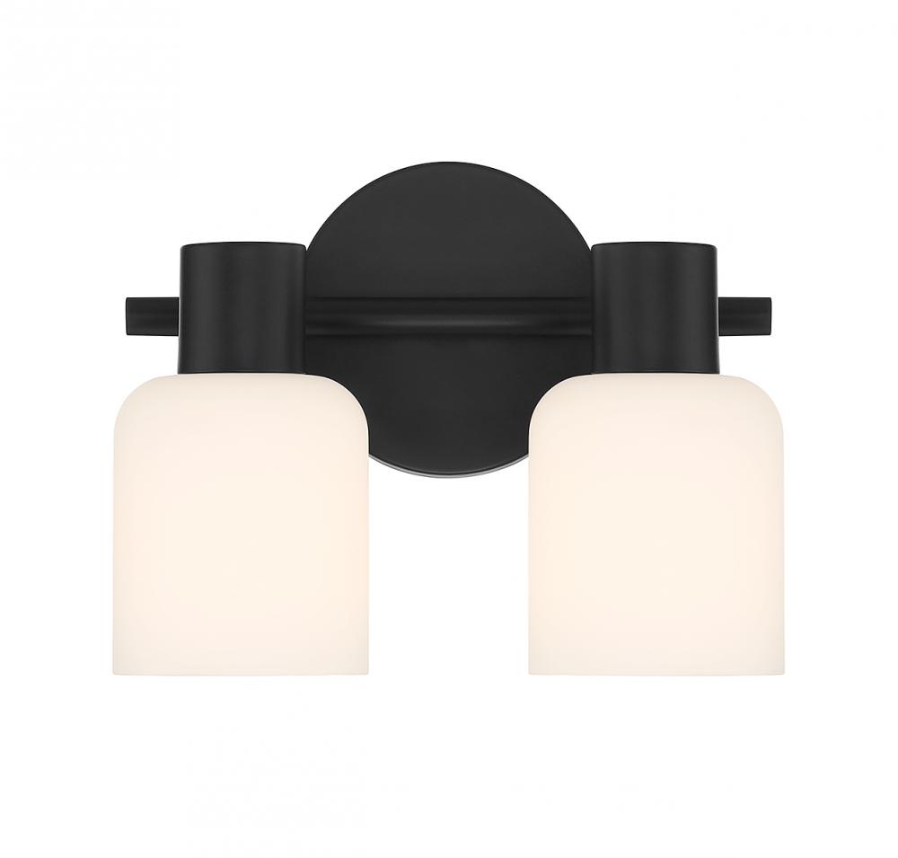 Strand 2-Light Bathroom Vanity Light in Matte Black