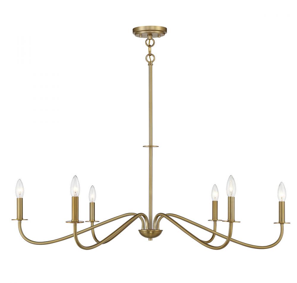 Jasmine 6 -Light Chandelier in Warm Brass