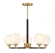 Lighting One US V6-L1-9605-5-143 - Dresden 5-Light Chandelier in Matte Black with Warm Brass Accents