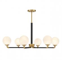 Lighting One US V6-L1-9606-6-143 - Dresden 6-Light Chandelier in Matte Black with Warm Brass Accents
