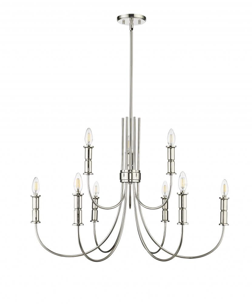 Potiss 9-Light Chandelier Ceiling Light Polished Nickel