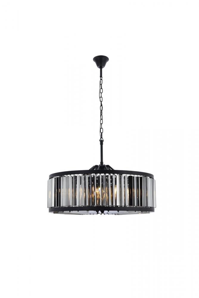 Chelsea 10 light Matte Black Chandelier Silver Shade (Grey) Royal Cut Crystal