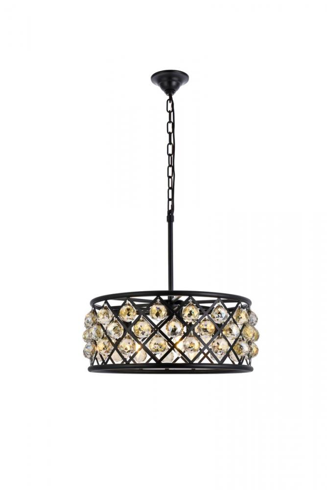 Madison 5 Light Matte Black Chandelier Golden Teak (Smoky) Royal Cut Crystal