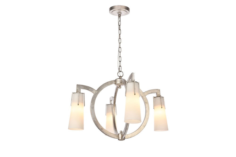 Harlow Nights 4 Light antique silver Leaf Chandelier