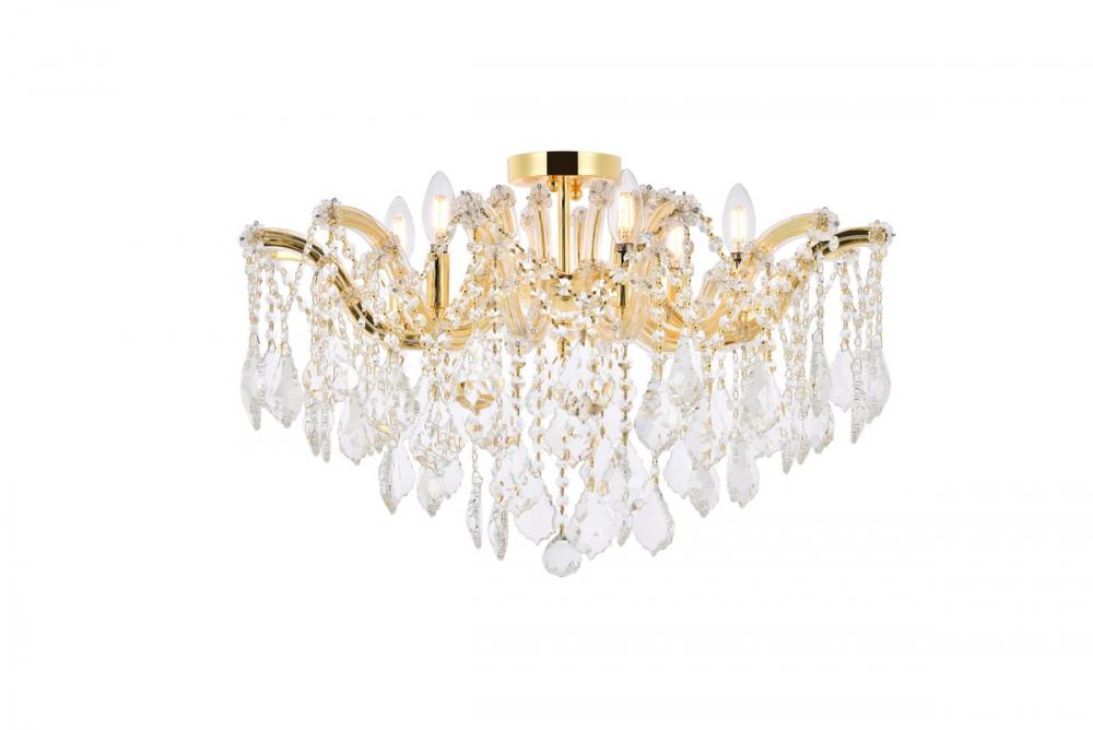 Maria Theresa 6 Light Gold Flush Mount Clear Royal Cut Crystal