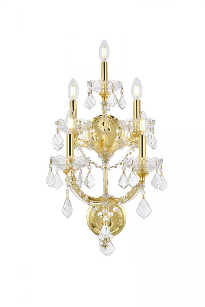 Maria Theresa 5 Light Gold Wall Sconce Clear Royal Cut Crystal