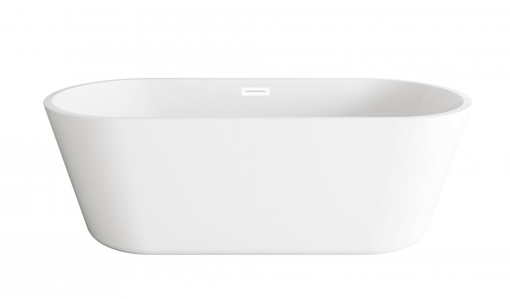 71 inch Soaking Bathtub in Glossy White with Polished White Trim