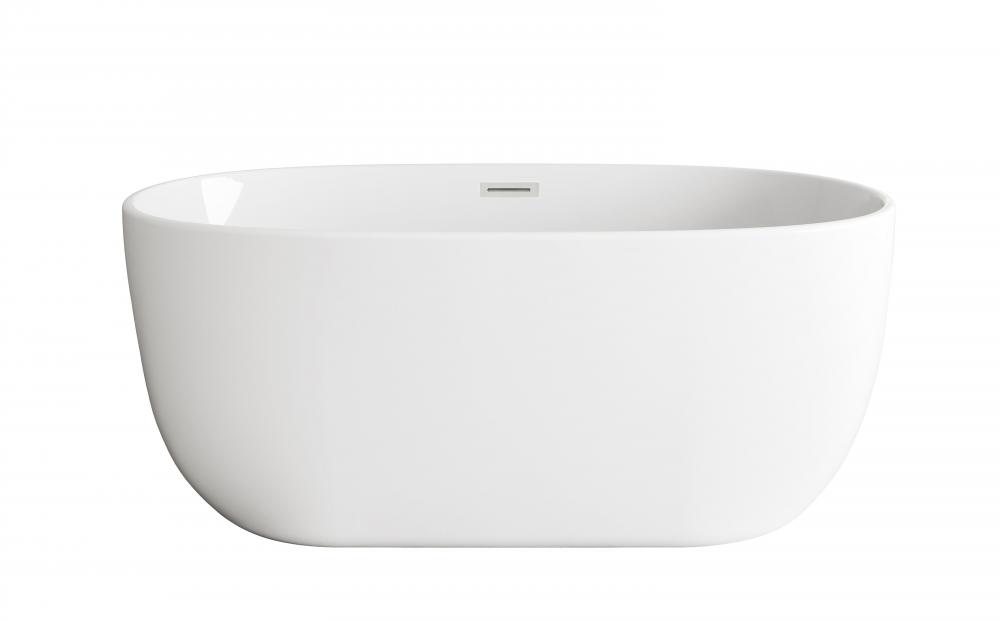 54 inch Soaking Bathtub in Glossy White with Brushed Nickel Trim