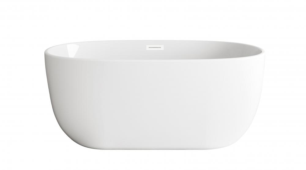 54 inch Soaking Bathtub in Glossy White with Polished White Trim