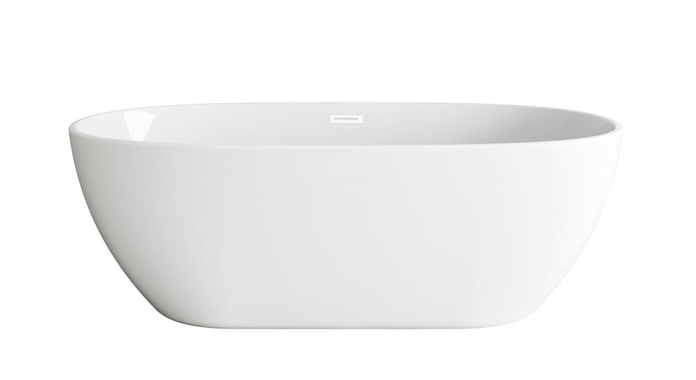 67 inch Soaking Bathtub in Glossy White with Polished White Trim