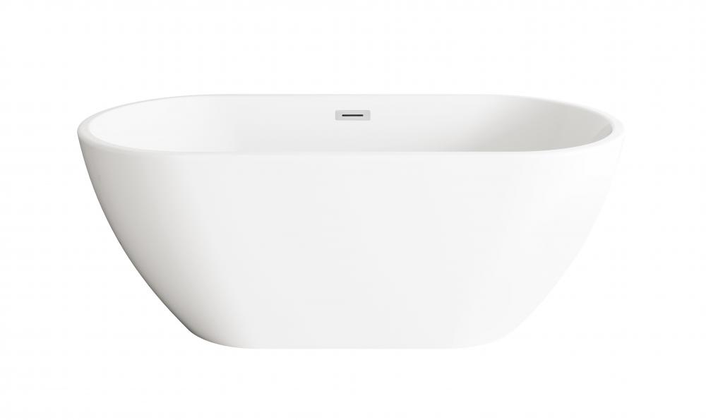 59 inch Bathtub in Glossy White with Chrome Trim