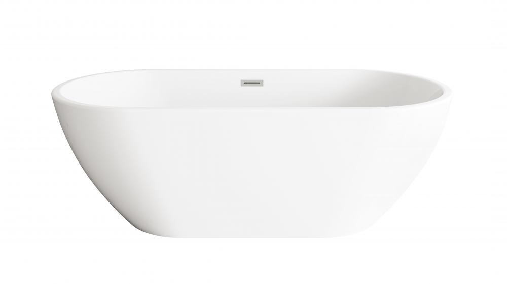 67 inch Bathtub in Glossy White with Brushed Nickel Trim