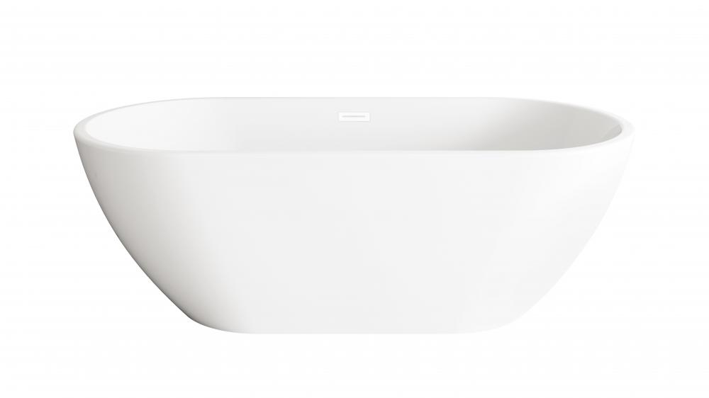 67 inch Bathtub in Glossy White with Polished White Trim