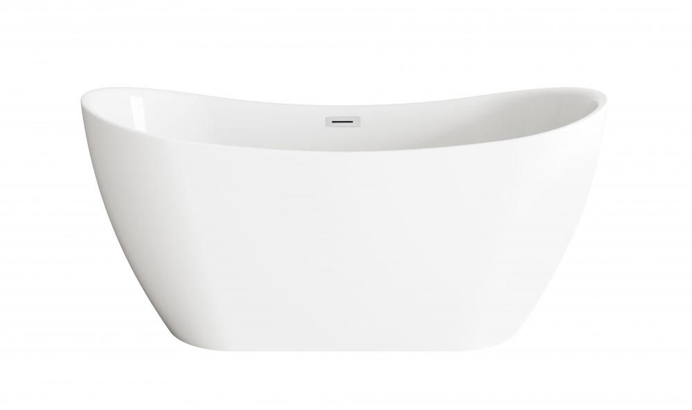 59 inch Bathtub in Glossy White with Chrome Trim