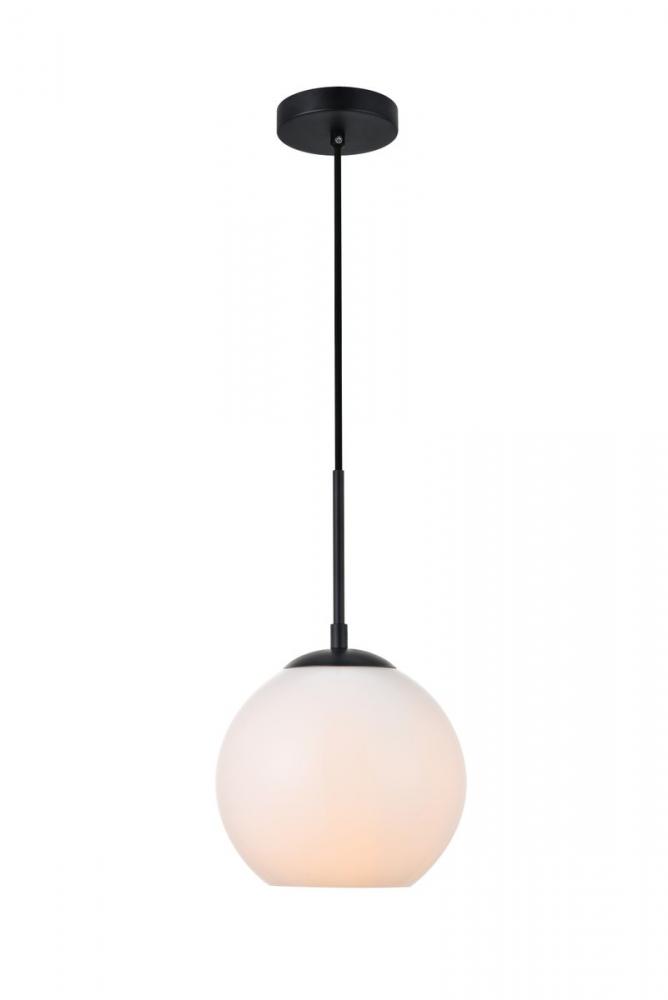 Baxter 1 Light Black Pendant with Frosted White Glass