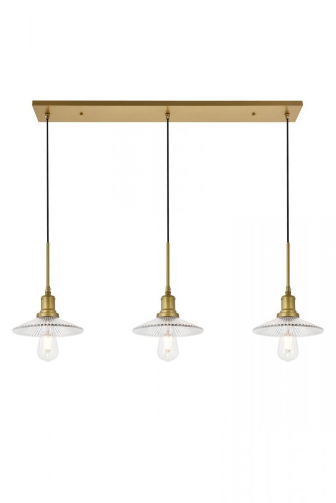 Waltz 3 Light Brass Pendant