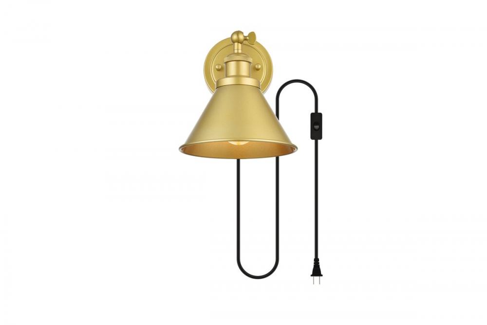 Blaise 1 Light Brass Plug in Wall Sconce
