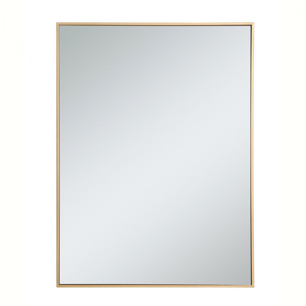 Metal frame rectangle mirror 30 inch in Brass