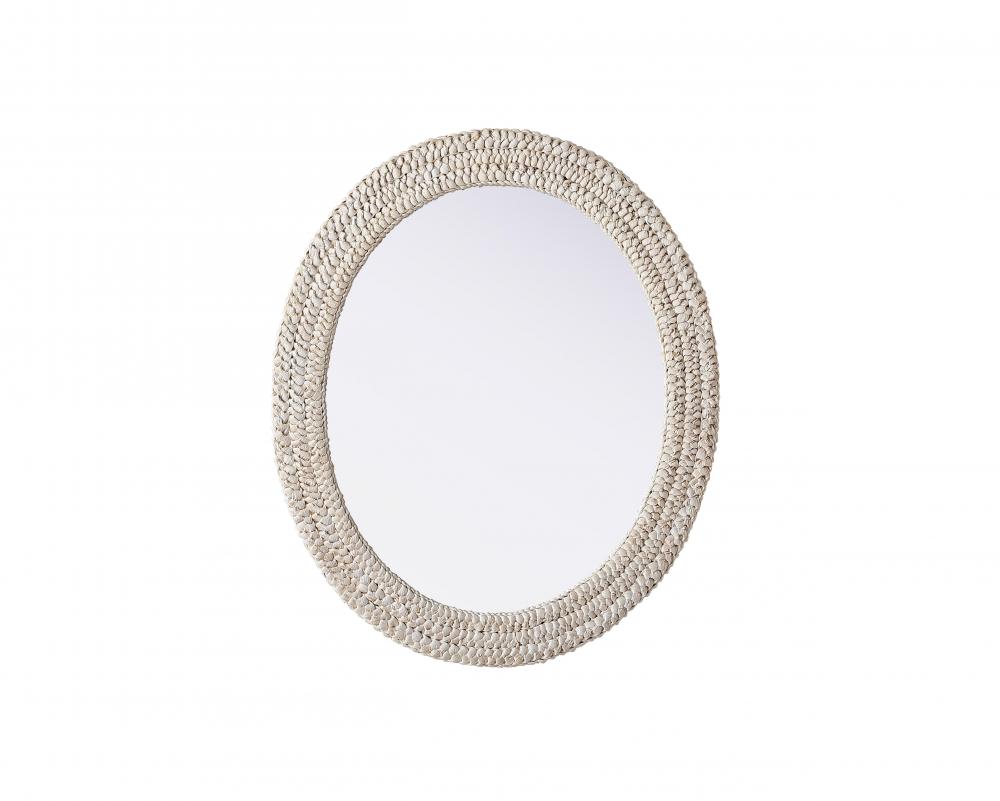 Oval Cornhusk Mirror 30x36 in Linen White