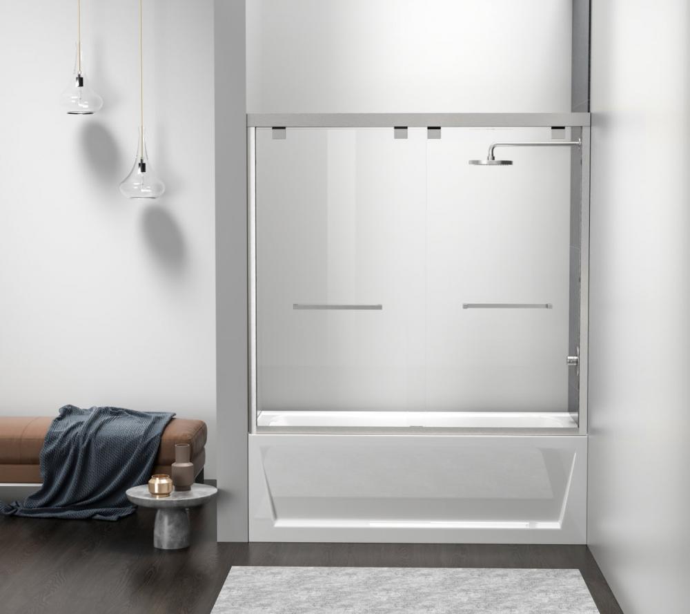 Semi-frameless Tub Door 60x60 Brushed Nickel