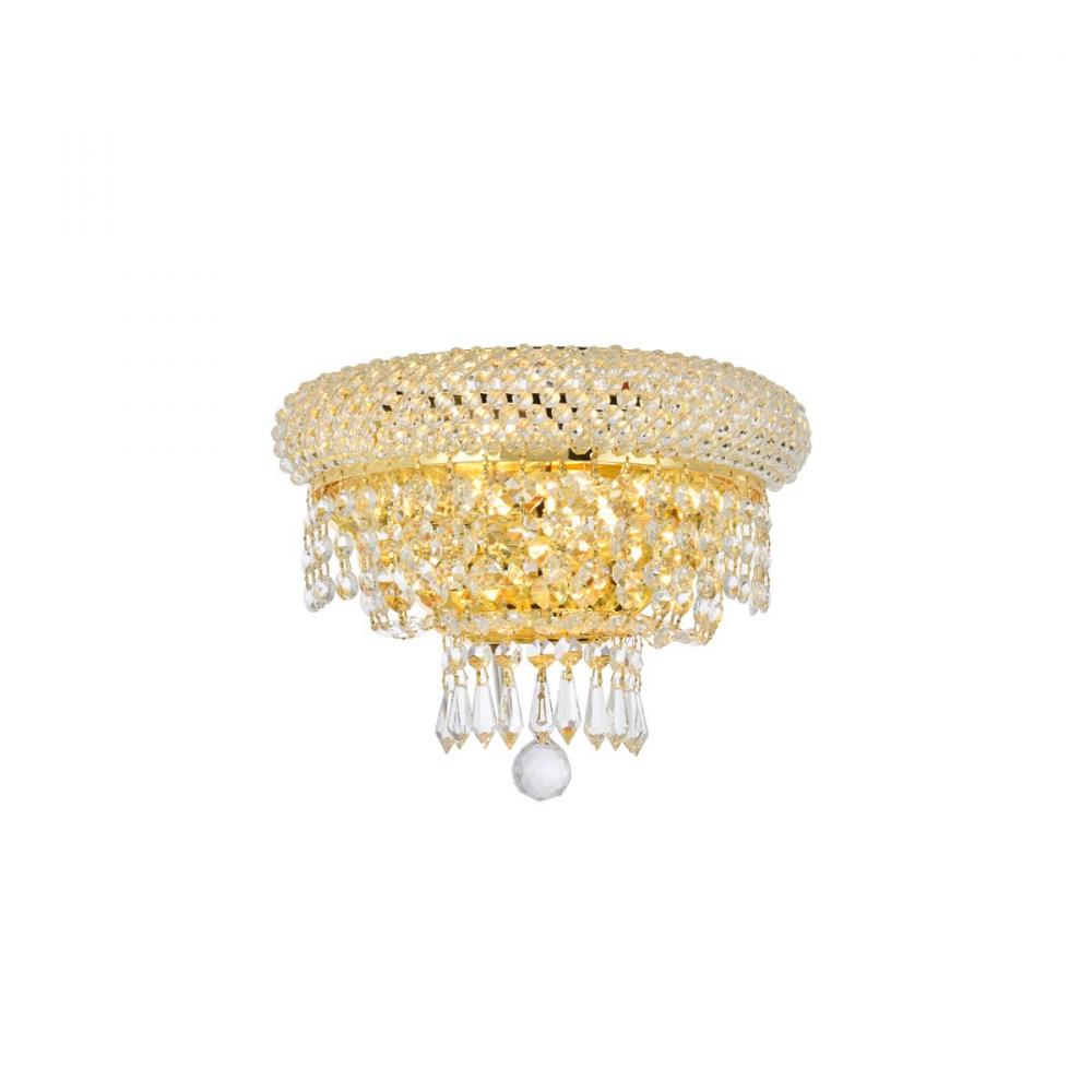 Primo 2 Light Gold Wall Sconce Clear Royal Cut Crystal