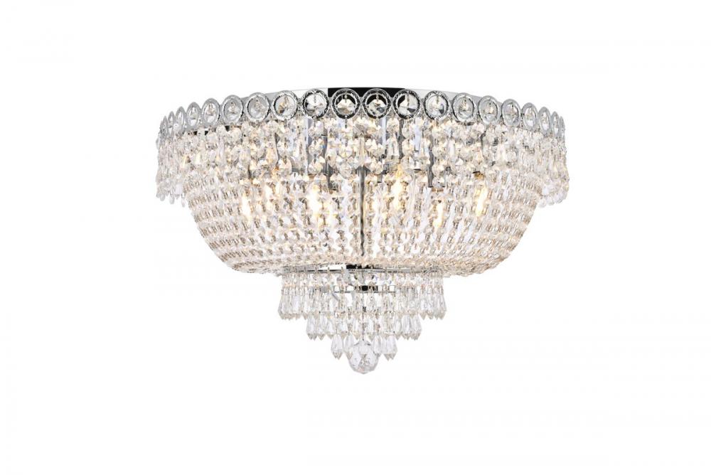 Century 9 Light Chrome Flush Mount Clear Royal Cut Crystal