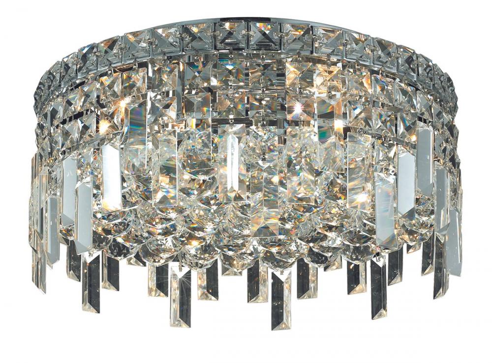 Maxime 5 Light Chrome Flush Mount Clear Royal Cut Crystal