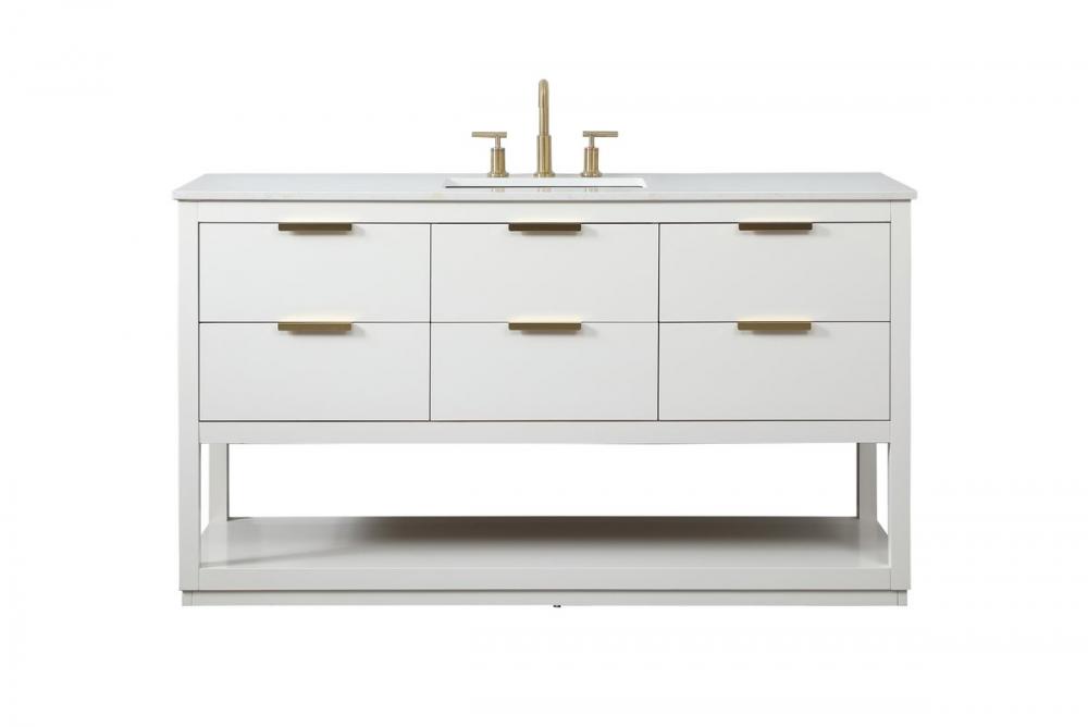 60 inch Single bathroom vanity in white