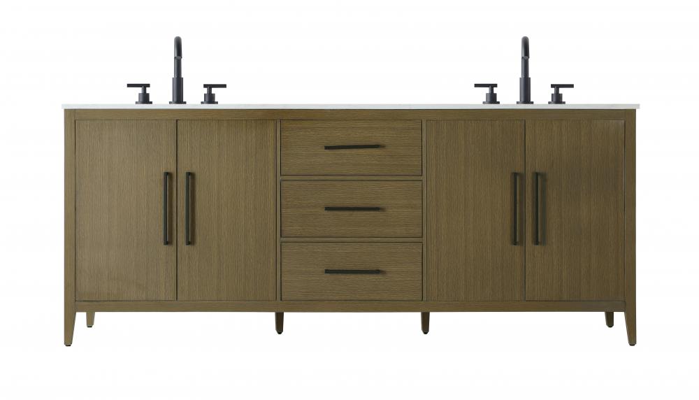 84 Inch Double Bathroom Vanity In Chestnut Brown