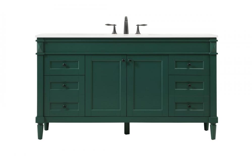 60 Inch Double Bathroom Vanity in Green