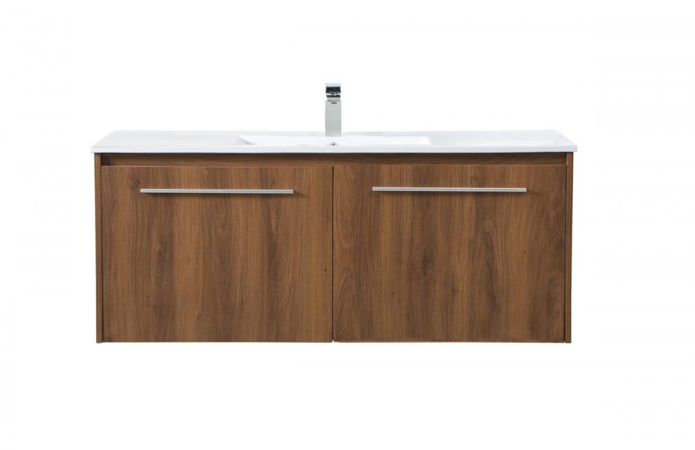 48 Inch Single Bathroom Floating Vanity in Walnut Brown