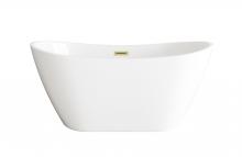 Elegant BT10354GW-BGD - 59 inch Soaking Bathtub in Glossy White with Brushed Gold Trim