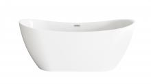 Elegant BT30467GW-BNK - 67 inch Bathtub in Glossy White with Brushed Nickel Trim