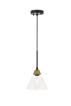 Elegant LD4017D7BRB - Histoire 1 light brass and black Pendant