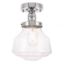 Elegant LD6247C - Lyle 1 Light Chrome and Clear Seeded Glass Flush Mount