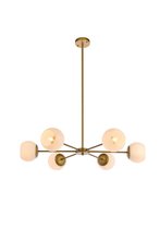 Elegant LD643D36BR - Briggs 36 inch pendant in brass with white shade