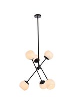 Elegant LD657D24BK - Axl 24 inch pendant in black with white shade