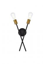 Elegant LD7053W7BRB - Armin 2 lights wall sconce in black with brass