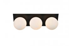 Elegant LD7304W22BLK - Jillian 3 Light Black and Frosted White Bath Sconce