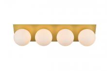 Elegant LD7304W29BRA - Jillian 4 Light Brass and Frosted White Bath Sconce