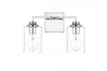 Elegant LD7314W14CH - Ronnie 2 Light Chrome and Clear Bath Sconce