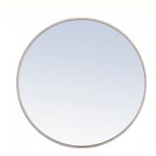 Elegant MR4036S - Metal Frame Round Mirror 28 Inch Silver Finish