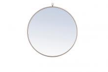 Elegant MR4056S - Metal Frame Round Mirror with Decorative Hook 28 Inch Silver Finish