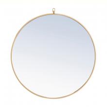 Elegant MR4058BR - Metal Frame Round Mirror with Decorative Hook 32 Inch Brass Finish