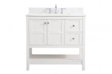 Elegant VF16436WH-BS - 36 Inch Single Bathroom Vanity in White with Backsplash