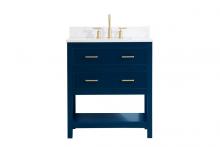 Elegant VF19030BL-BS - 30 Inch Single Bathroom Vanity in Blue with Backsplash