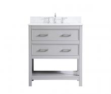 Elegant VF19030GR-BS - 30 Inch Single Bathroom Vanity in Grey with Backsplash