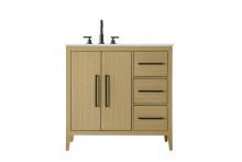 Elegant VF29336MHB - 36 Inch Single Bathroom Vanity In  Honey Brown