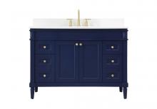 Elegant VF31848BL-BS - 48 inch Single bathroom vanity in blue with backsplash