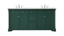 Elegant VF53072DGN - 72 Inch Double Bathroom Vanity Set in Green